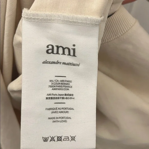 AMI Beige T-Shirt with Red Heart Logo size small - Picture 8 of 10